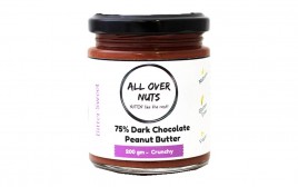 All Over Nuts 75% Dark Chocolate Peanut Butter Crunchy  Glass Jar  200 grams